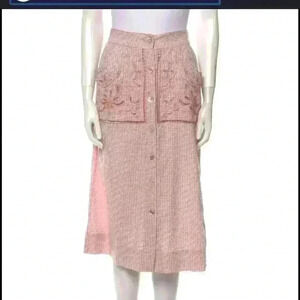 A line gingham skirt with cute lace detailing size 6 from anthropology
